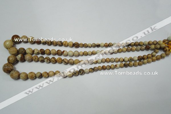 CPT510 15.5 inches 6mm – 14mm faceted round picture jasper beads