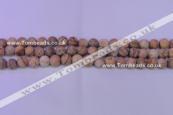 CPT523 15.5 inches 10mm round matte picture jasper beads