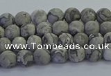 CPT570 15.5 inches 4mm round matte grey picture jasper beads