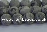 CPT572 15.5 inches 8mm round matte grey picture jasper beads