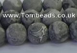 CPT573 15.5 inches 10mm round matte grey picture jasper beads