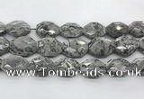 CPT580 18*25mm - 20*28mm faceted octagonal grey picture jasper beads