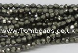 CPY03 16 inches 4mm faceted round pyrite gemstone beads wholesale