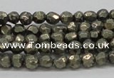 CPY04 16 inches 6mm faceted round pyrite gemstone beads wholesale