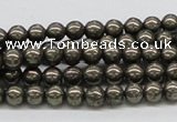 CPY05 16 inches 6mm round pyrite gemstone beads wholesale