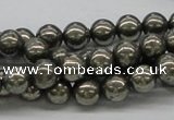 CPY06 16 inches 8mm round pyrite gemstone beads wholesale