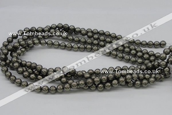CPY06 16 inches 8mm round pyrite gemstone beads wholesale