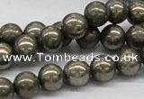 CPY07 16 inches 10mm round pyrite gemstone beads wholesale