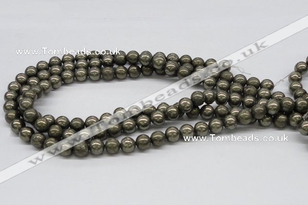 CPY07 16 inches 10mm round pyrite gemstone beads wholesale