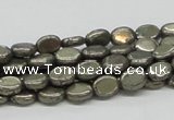 CPY11 16 inches 6*8mm oval pyrite gemstone beads wholesale