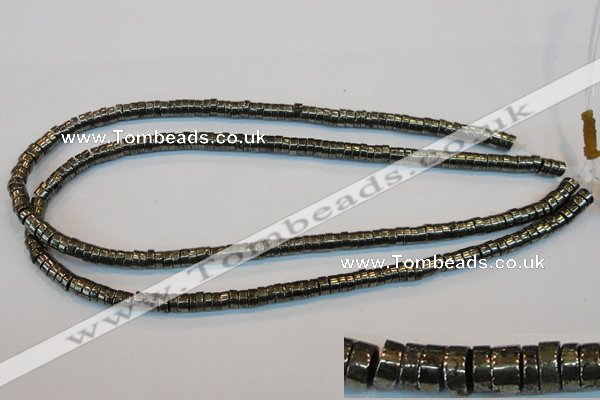 CPY115 15.5 inches 3*6mm heishi pyrite gemstone beads wholesale