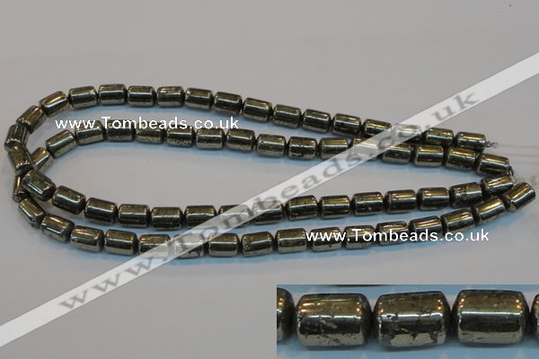 CPY122 15.5 inches 8*12mm tube pyrite gemstone beads wholesale