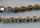 CPY142 15.5 inches 8*10mm rice pyrite gemstone beads wholesale