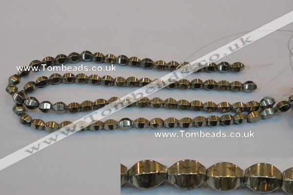 CPY142 15.5 inches 8*10mm rice pyrite gemstone beads wholesale