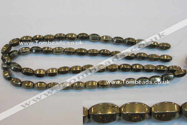 CPY144 15.5 inches 8*14mm rice pyrite gemstone beads wholesale