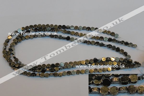 CPY150 15.5 inches 6mm coin pyrite gemstone beads wholesale