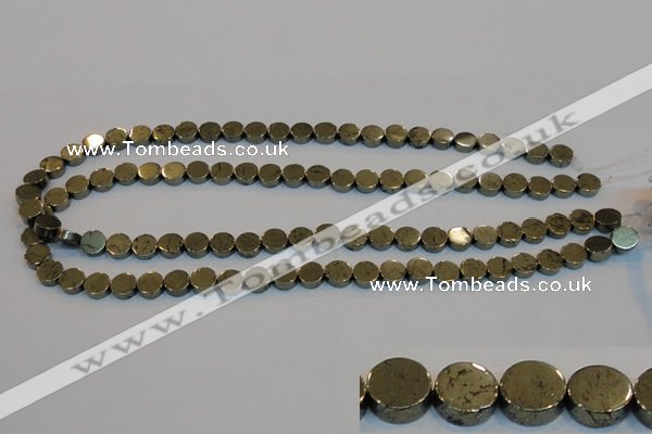 CPY151 15.5 inches 8mm coin pyrite gemstone beads wholesale