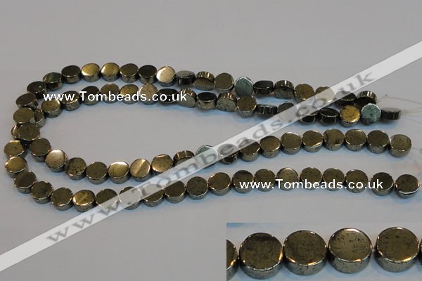 CPY152 15.5 inches 10mm coin pyrite gemstone beads wholesale