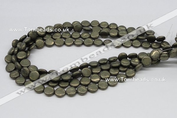 CPY17 16 inches 12mm coin pyrite gemstone beads wholesale