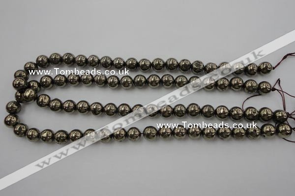 CPY204 15.5 inches 10mm round pyrite gemstone beads wholesale