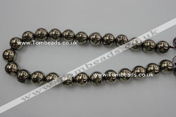 CPY207 15.5 inches 16mm round pyrite gemstone beads wholesale