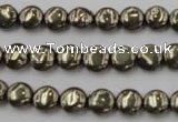 CPY220 15.5 inches 8mm flat round pyrite gemstone beads wholesale