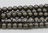 CPY23 16 inches 4mm round pyrite gemstone beads wholesale