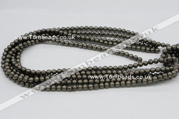 CPY23 16 inches 4mm round pyrite gemstone beads wholesale