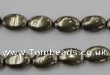 CPY231 15.5 inches 8*12mm oval pyrite gemstone beads wholesale