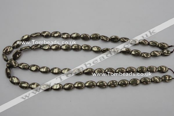 CPY231 15.5 inches 8*12mm oval pyrite gemstone beads wholesale