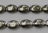 CPY232 15.5 inches 10*14mm oval pyrite gemstone beads wholesale