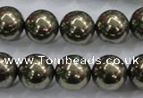 CPY26 16 inches 16mm round pyrite gemstone beads wholesale