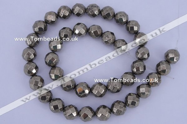 CPY29 16 inches 8mm faceted round pyrite gemstone beads wholesale