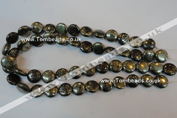 CPY303 15.5 inches 16mm flat round pyrite gemstone beads wholesale