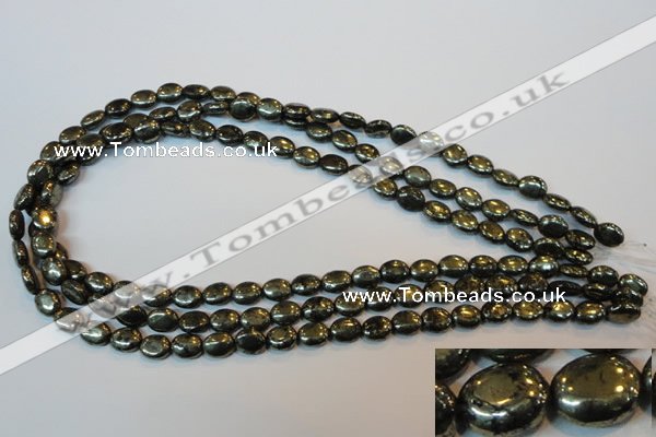 CPY310 15.5 inches 7*9mm oval pyrite gemstone beads wholesale