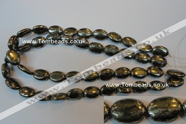 CPY312 15.5 inches 13*18mm oval pyrite gemstone beads wholesale