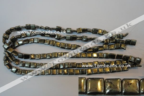 CPY315 15.5 inches 8*8mm square pyrite gemstone beads wholesale