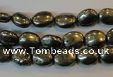 CPY32 16 inches 8*10mm oval pyrite gemstone beads wholesale