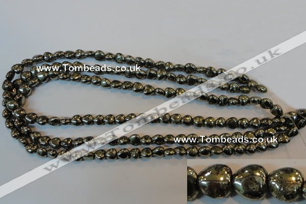 CPY328 15.5 inches 8*8mm heart pyrite gemstone beads wholesale