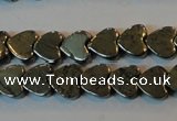 CPY330 15.5 inches 6*6mm heart pyrite gemstone beads wholesale