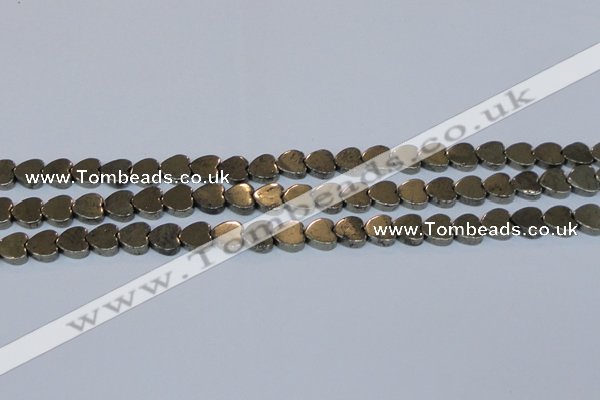 CPY332 15.5 inches 10*10mm heart pyrite gemstone beads