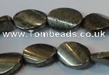 CPY335 15.5 inches 13*18mm twisted oval pyrite gemstone beads