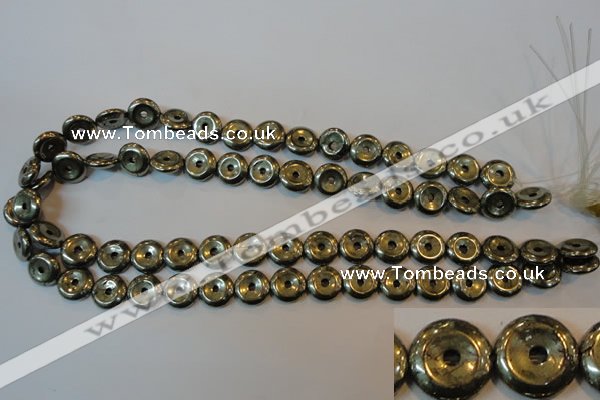 CPY336 15.5 inches 12mm donut pyrite gemstone beads wholesale