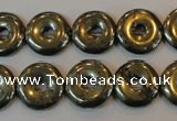 CPY337 15.5 inches 14mm donut pyrite gemstone beads wholesale