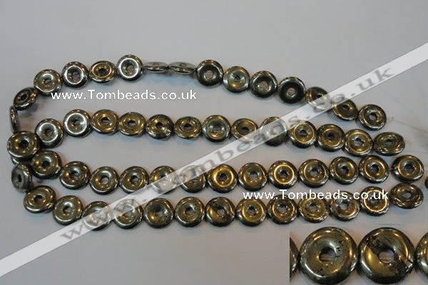 CPY337 15.5 inches 14mm donut pyrite gemstone beads wholesale