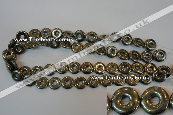 CPY338 15.5 inches 16mm donut pyrite gemstone beads wholesale