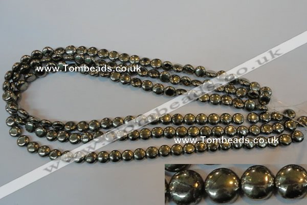 CPY35 16 inches 8mm coin pyrite gemstone beads wholesale