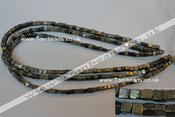 CPY350 15.5 inches 4*4mm cube pyrite gemstone beads wholesale