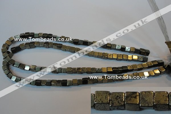 CPY351 15.5 inches 6*6mm cube pyrite gemstone beads wholesale