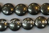 CPY36 16 inches 14mm coin pyrite gemstone beads wholesale